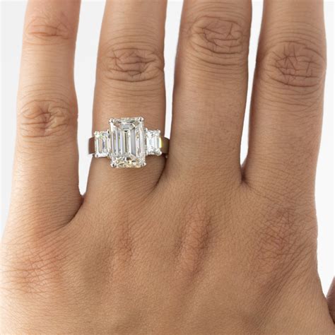 Emerald Cut 3 Stone Engagement Ring Setting In Platinum