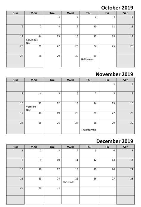 blank october  december  calendar printable net