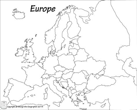 Black And White Map Of Europe And Asia