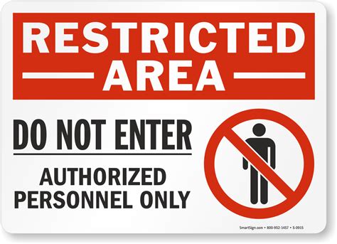 Restricted Area Labels Authorized Personnel