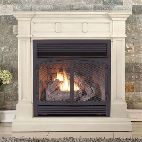 Duluth Forge 45 In 32 000 Btu T Stat Control Ventless Dual Fuel Gas Fireplace In Antique White