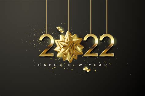 Happy New Year 2022 With Gold On Black Background 3030001 Vector Art
