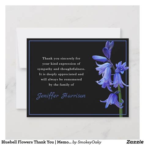 Bluebell Flowers Thank You Memorial Service Sympathy Thank You Cards