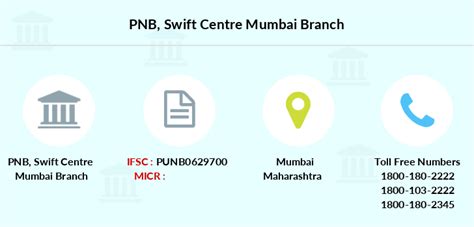 These codes are used when transferring money between banks, particularly for international wire transfers. PNB Swift Centre Mumbai IFSC Code PUNB0629700