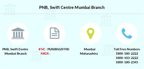These codes are used when transferring money between banks, particularly for international wire transfers. PNB Swift Centre Mumbai IFSC Code PUNB0629700