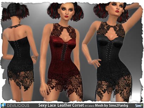 The Sims Resource Sparkling Sexy Lace Leather Corset