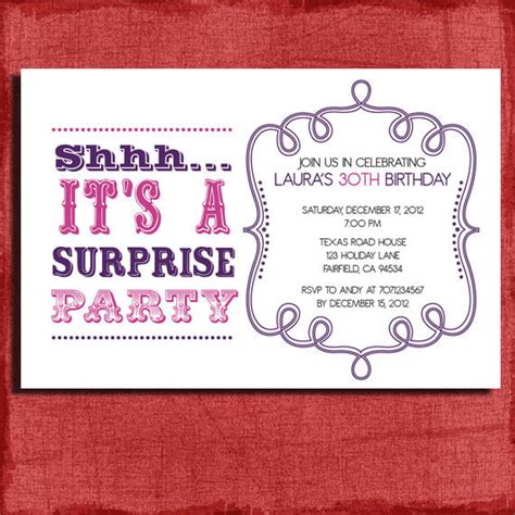 Free Surprise Birthday Party Invitations Templates Free Printable