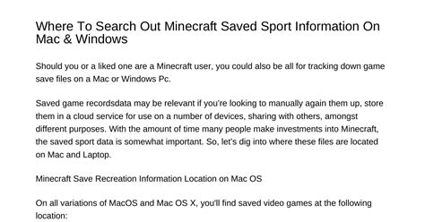 Where To Find Minecraft Saved Game Recordsdata On Mac Windowsqvmdfpdf