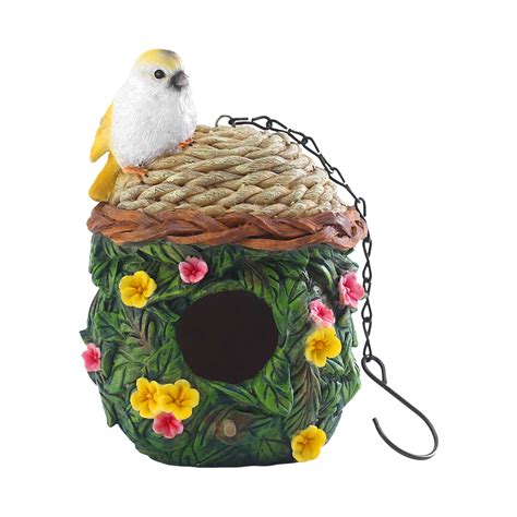Hanging Bird House Decorative Cute Cage For Bird Outdoor Resin Bird