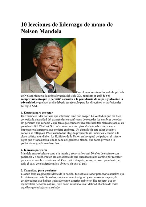 10 Lecciones De Liderazgo De Mano De Nelson Mandela 1 Empatía Para