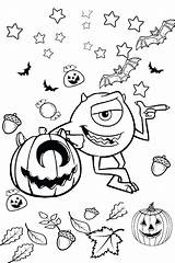 Coloring Halloween Monsters Inc Boo Mike Scary Wazowski Printable Sheets Spooky sketch template