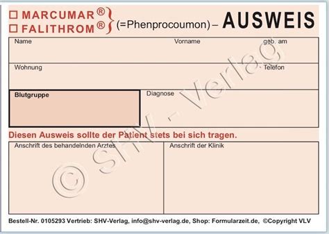 Ihr arzt sollte ihnen einen ausweis ausstellen, aus dem die antikoagulanzienbehandlung ersichtlich ist, und den sie immer bei sich tragen sollten. Marcumar Pass Bestellen - Aufnahmecheckliste Celenus / Seit mehr als 50 jahren werden patienten ...