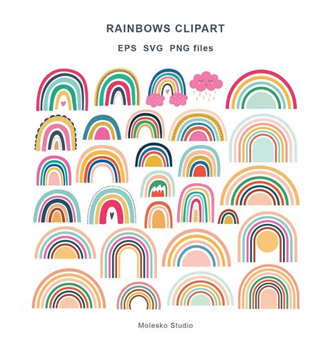 Rainbow clipart Rainbow svg Boho Rainbow Rainbow digital Rainbow vector Baby clipart Instant ...