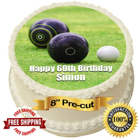 Lawn Bowls Bowling Personalised 8 Round Edible Cake Topper Topper