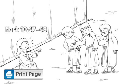 Jesus And Bartimaeus Coloring Page