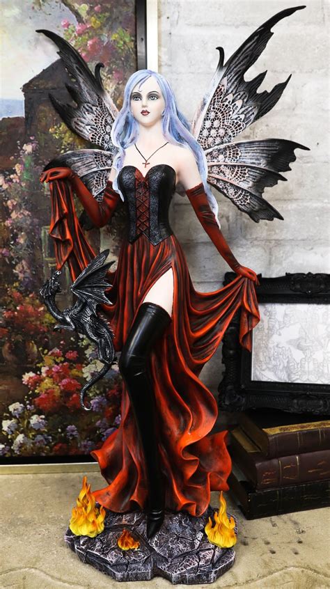Large 24h Goddess Of Fire Elemental Gothic Pyre Fairy With Black