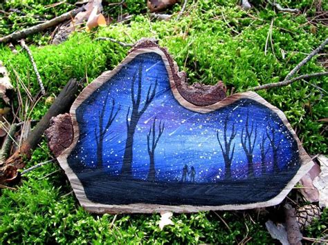 Artist Paints Whimsical Starry Scenes On Wood Pieces Found In Forests