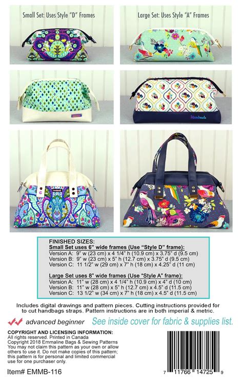 Emmaline Bags Sewing Patterns And Purse Supplies Trifecta Zip Bags