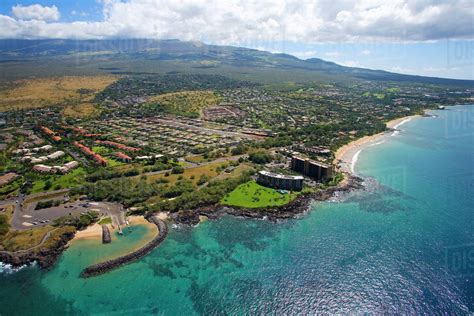 Usa Hawaii Aerial View Of South Kihei Coastline Maui Stock Photo