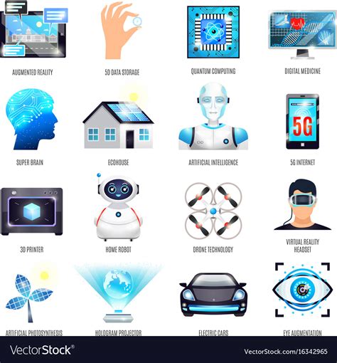 Technologies Of Future Icons Set Royalty Free Vector Image