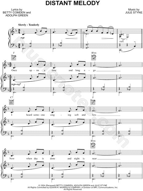 Distant Melody From Peter Pan 1954 Sheet Music In F Major