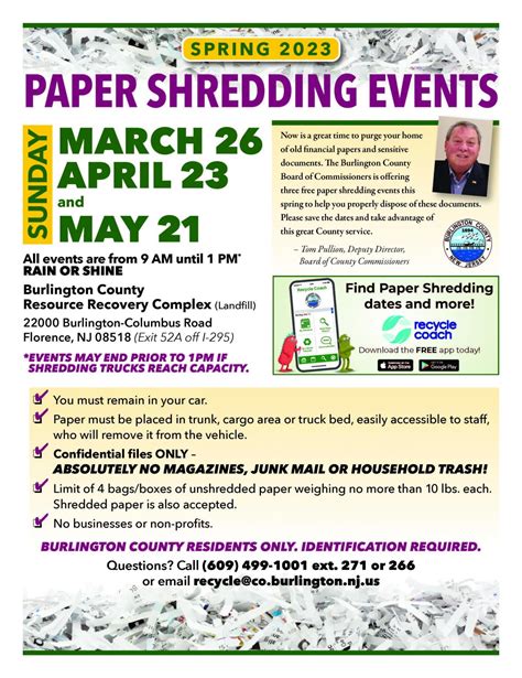 Spring 2023 Paper Shredding Events Eastampton New Jersey