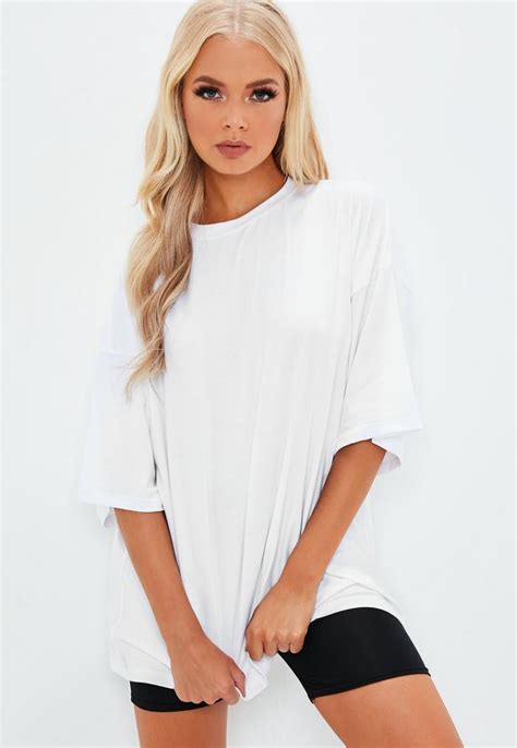White Drop Shoulder Oversized T Shirt Missguided Oversized White T