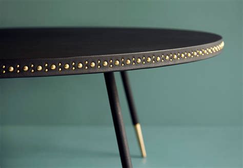 Tufted&studded coffee table ottoman with matching stools $300 (yardley/newtown) pic hide this posting restore restore this posting. Stud Leather Dining Table in 2020 | Leather coffee table ...