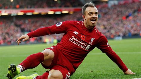 Substitute xherdan shaqiri scores two late goals as liverpool beat manchester united to return to the top of the premier league. Football news - Shaqiri and Salah fire Liverpool past Fulham and into first - Eurosport