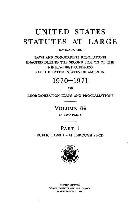United States Statutes At Large Volume 84 1970 1971 Page Title Page Unt Digital Library