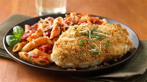 Oven Parmesan Chicken With Penne Marinara Recipe From Betty Crocker