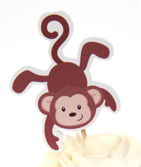 Monkey Birthday Party Set Of 12 Monkey Ii Cupcake Toppers By The