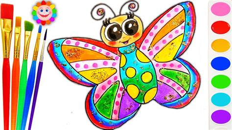 How To Draw Rainbow Butterfly Drawing Coloring Page For Children To
