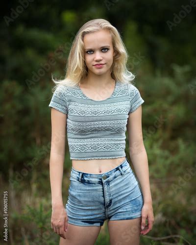 Beautiful Blond Teen Showing Belly Button Stock 사진 Adobe Stock