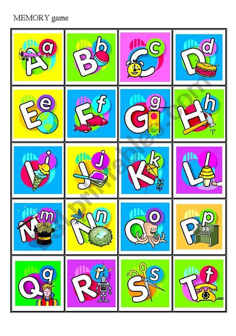 Printable Memory Game Learn The Alphabet With Pictures 311