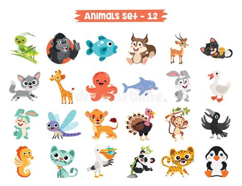 Set Of Cute Cartoon Animals Stock Illustration Illustration Of Life