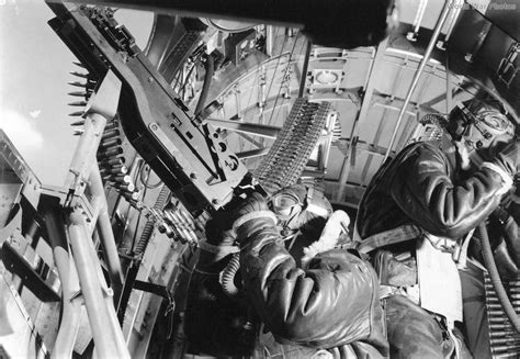 Ww Ii 1940s Waist Gunners In Action Aboard A Us B 24 Liberator Heavy