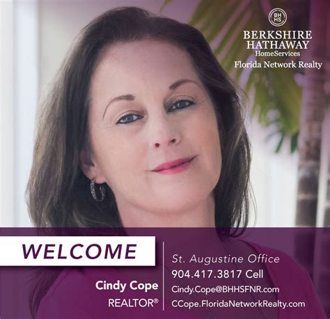 Berkshire Hathaway Homeservices Florida Network Realty Welcomes Cindy Cope Real Estate