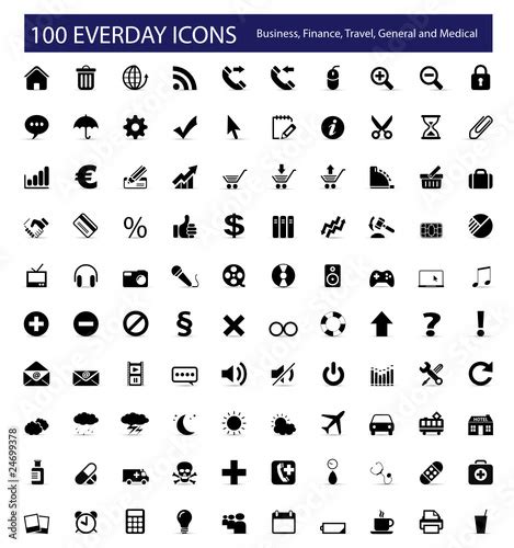 100 Everyday Icons Buy This Stock Vector And Explore Similar Vectors