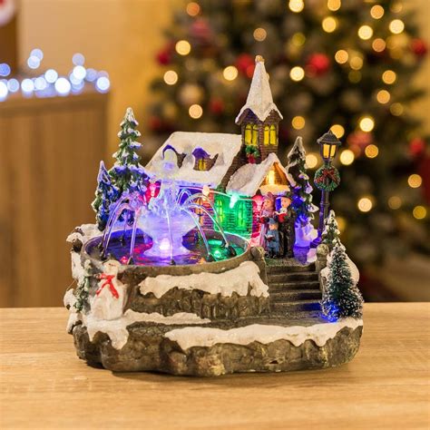 LED Christmas Village Church Scene Musical Table Top ...
