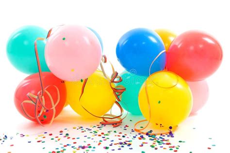 Colorful Balloons Party Streamers And Confetti Stock Photo Image Of