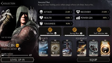 Mortal Kombat X Android Level Up Subiendo De Nivel Kung Jin Marksman