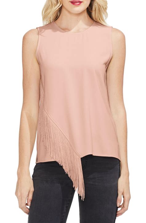 Vince Camuto Asymmetrical Fringe Front Tank Top Lyst