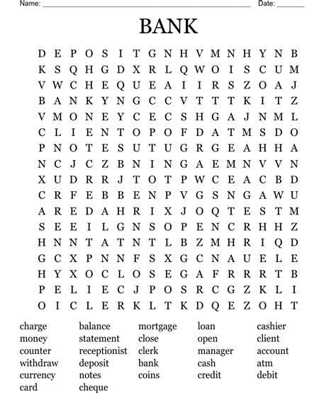 Banking Word Search Wordmint