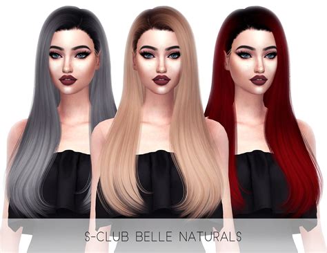 Sims 4 Hairs Kenzar Sims Sclub`s Belle Naturals Hair Retextured