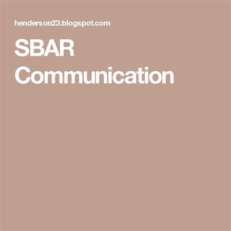 Sbar Communication Sbar Communication School