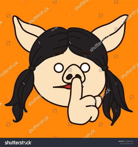 Emoji Pig Woman Saying Shhh By Stock Vector Royalty Free 1228605184