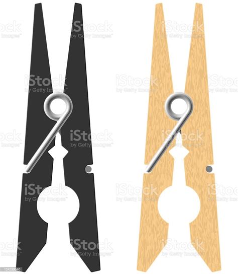 Clothes Pins Stock Illustration Download Image Now Wood Material