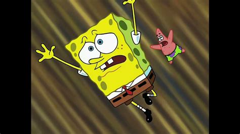 Spongebob Screaming Hit The Deck Mr Krabs As He And Patrick Flying For
