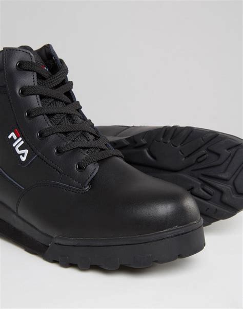 Fila Leather Grunge Mid Laceup Boots In Black For Men Lyst